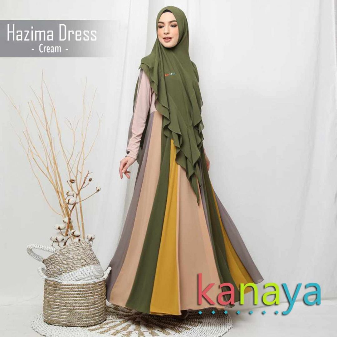 kanaya boutique dress hazima cream-ahzanimuslimstore